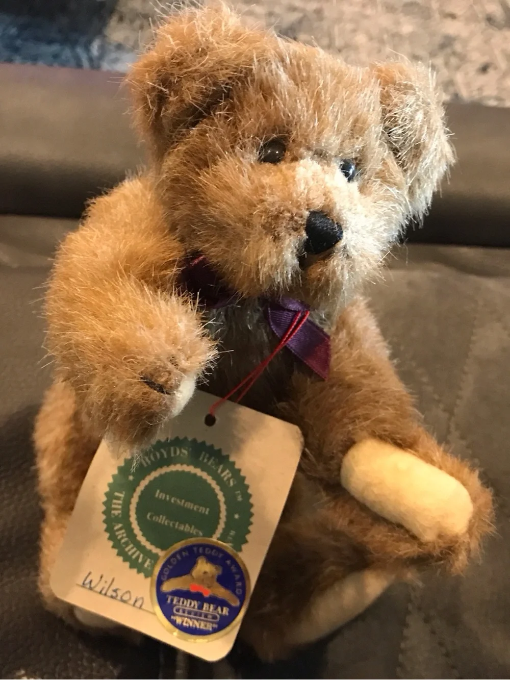 Boyds Bears Brown Plush Teddy with Cream Paw